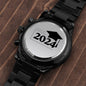 2024 Engraved Black Chronograph Watch