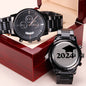 2024 Engraved Black Chronograph Watch