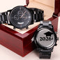 2026 Engraved Black Chronograph Watch