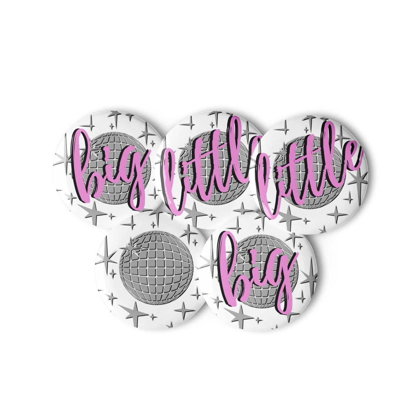 Big & Little Disco Set of pin buttons