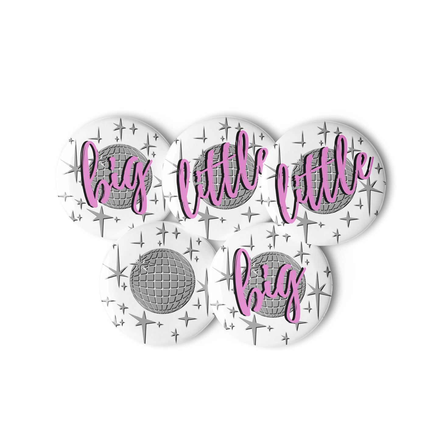 Big & Little Disco Set of pin buttons